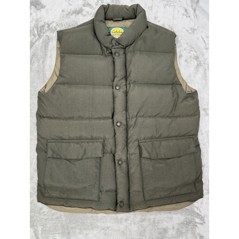 Cabelas Northern Goose Down Puffer Vest Mens Large Tall LT Green Hunting Hiking